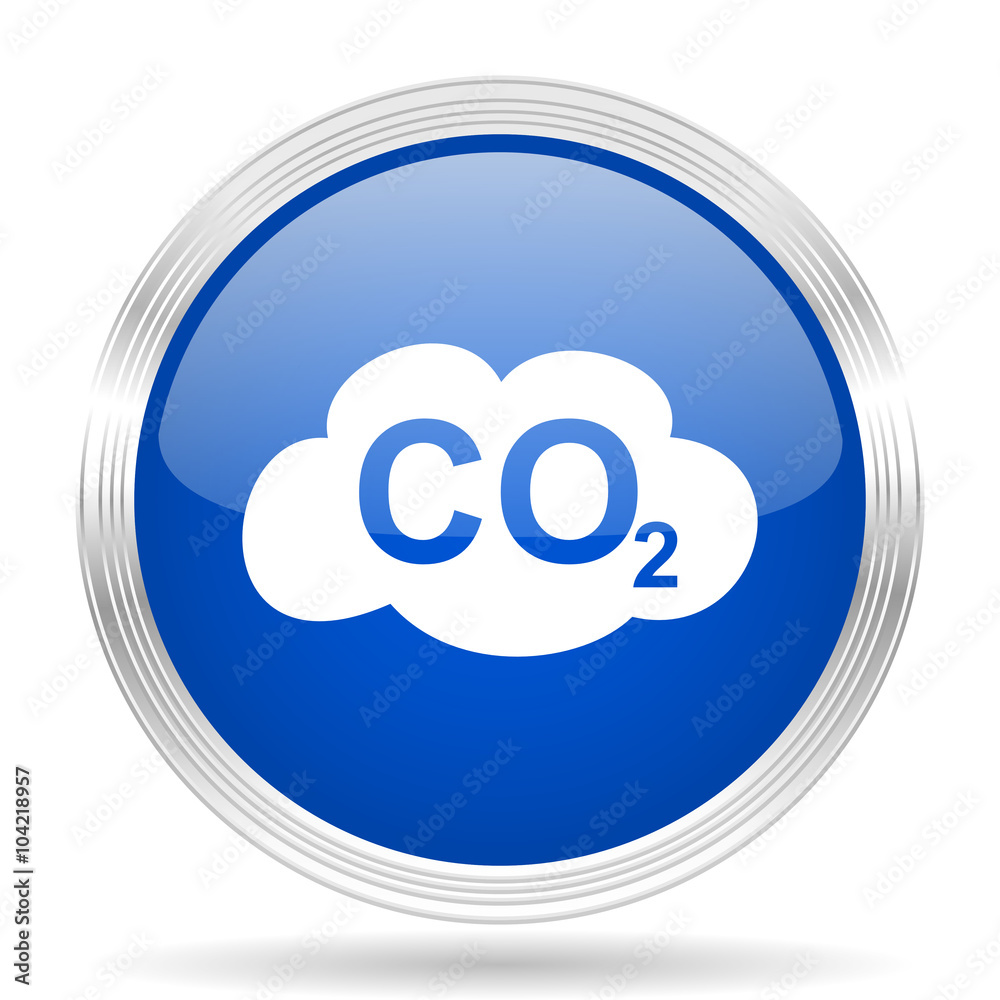 carbon dioxide blue silver metallic metallic chrome web circle glossy icon