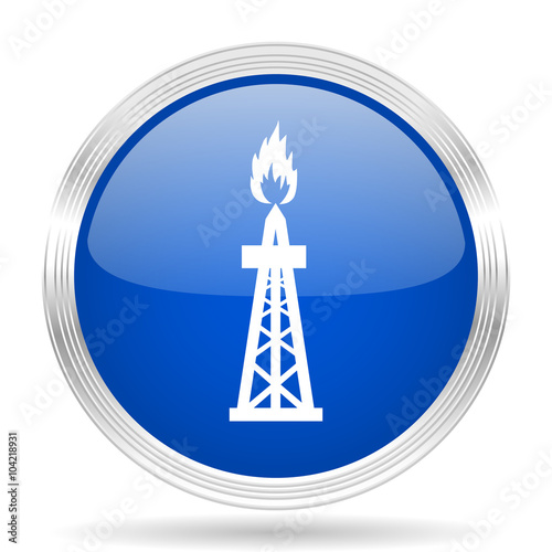 gas blue silver metallic metallic chrome web circle glossy icon