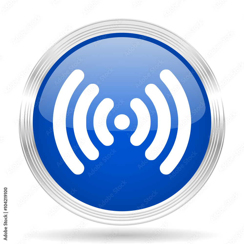 wifi blue silver metallic metallic chrome web circle glossy icon wifi blue silver metallic metallic chrome web circle glossy icon