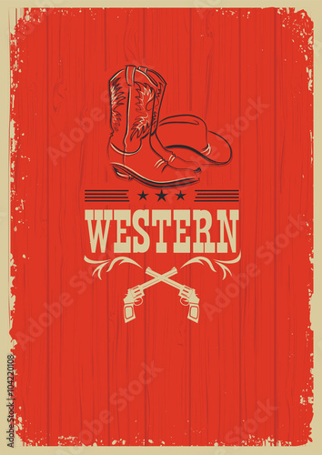 Cowboy western red background for design