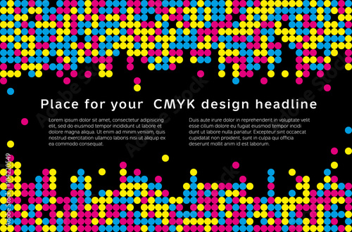 Mosaic background from CMYK colors - place for text