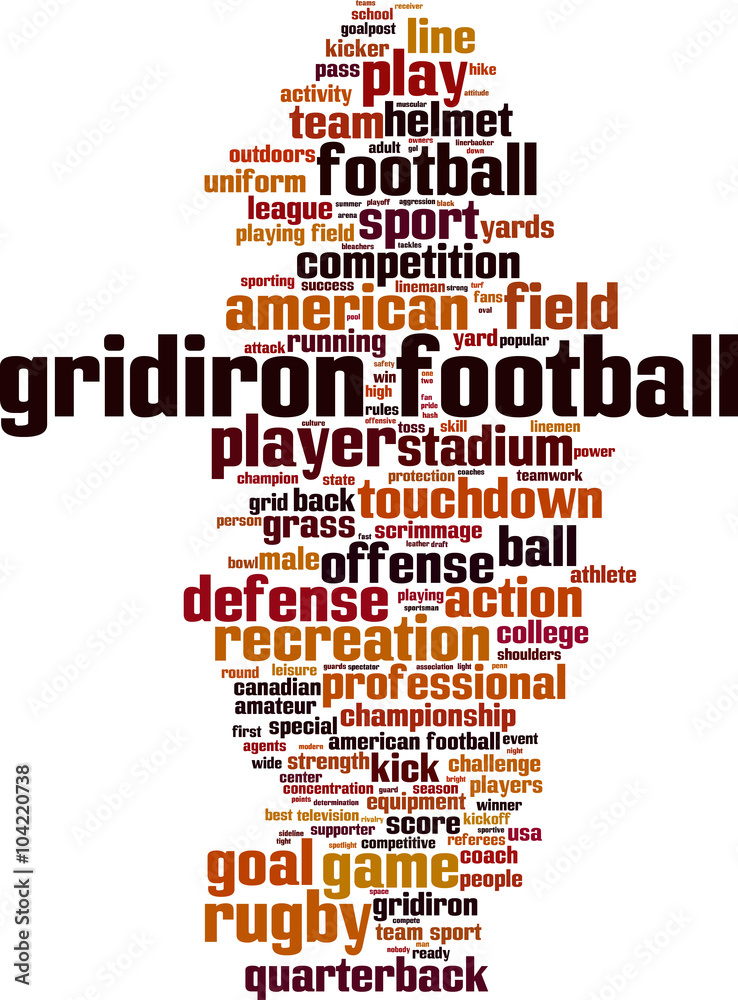 Gridiron football word cloud concept. Vector illustration
