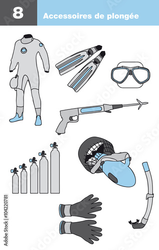 Icônes accessoires de plongée sous-marine