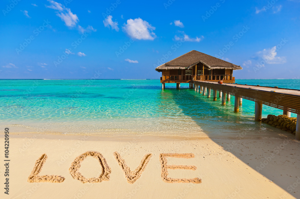 Word Love on beach