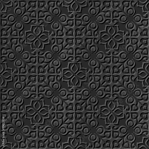 Seamless 3D elegant dark paper art pattern 048 Round Kaleidoscope   © Phoebe Yu