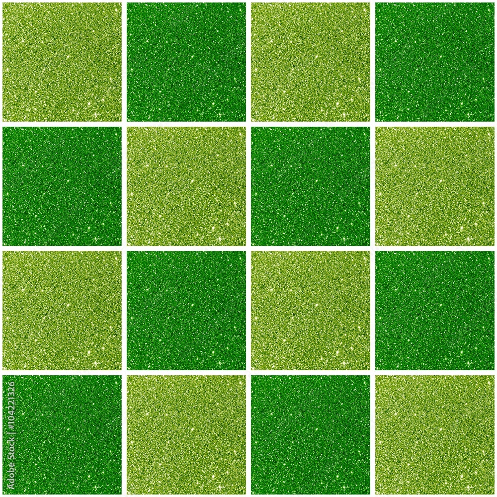 Checkered seamless pattern - green glitter