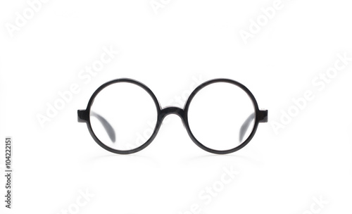 Round glasses on white background