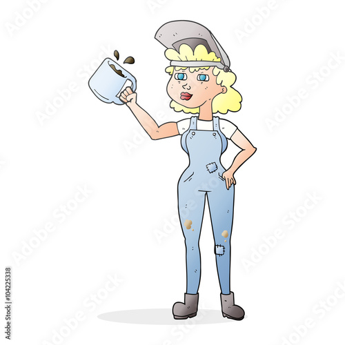 cartoon woman in dungarees