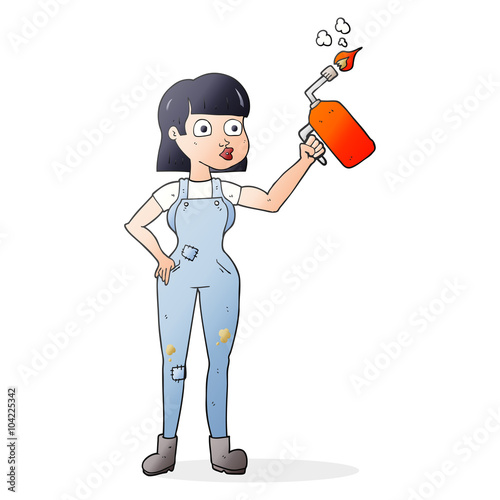 cartoon woman in dungarees