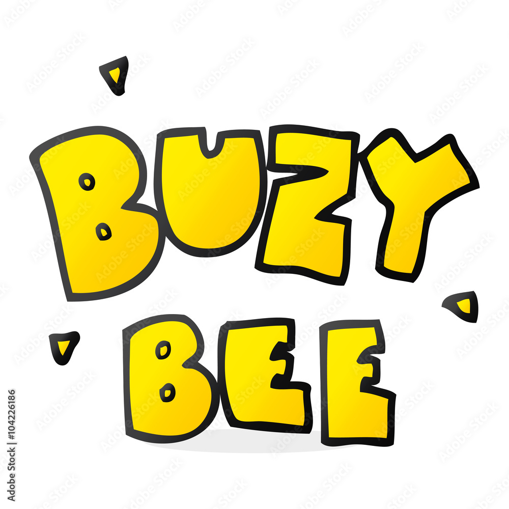 cartoon buzy bee text symbol
