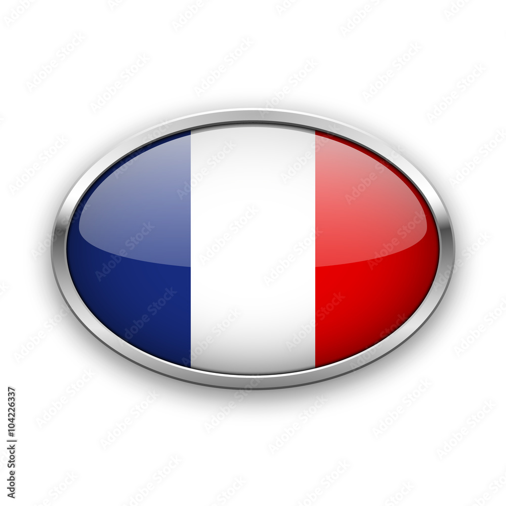 French flag in silver frame French flag in silver frame