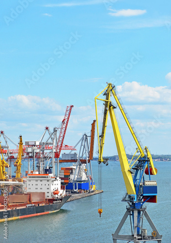 Cargo crane and container ship © Unkas Photo