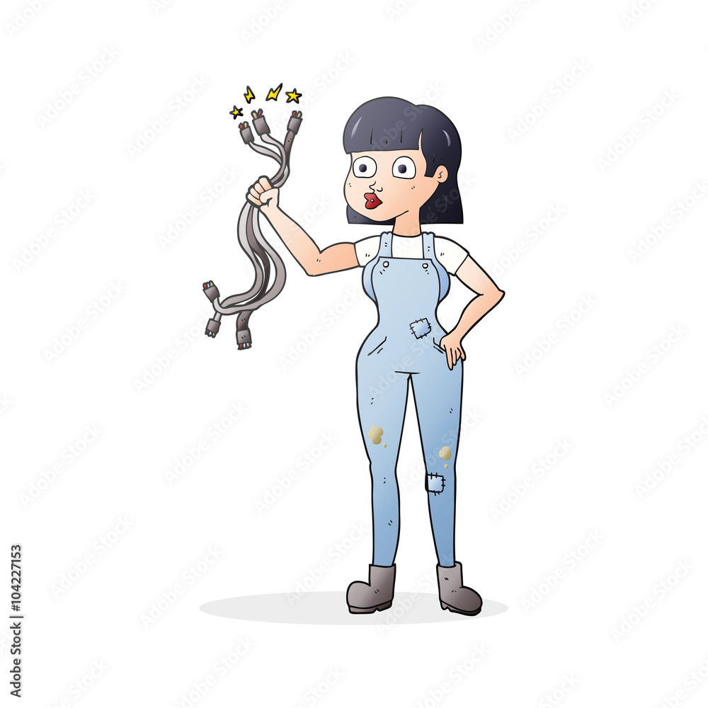 Fototapeta premium cartoon female electrician