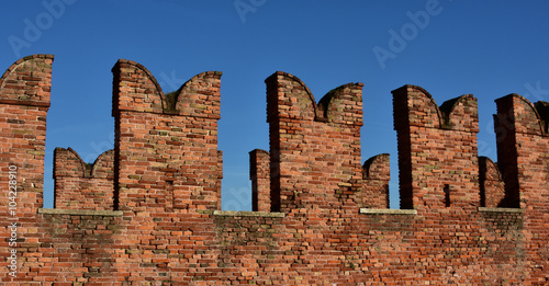 Verona Scaliger Bridge with typical ghibelline battlement