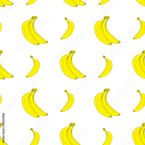 Fruit background Seamless pattern with hand drawn sketch banana vector illustration
