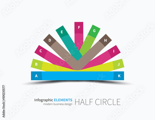 infographic half circle design / vector chart, graph with 11 cycling options, editable, modern trend graphic