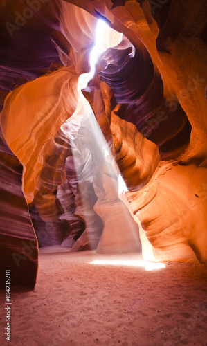 ray of light in the sandstone slot canyon