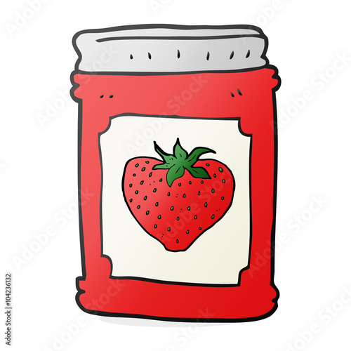 cartoon strawberry jam jar