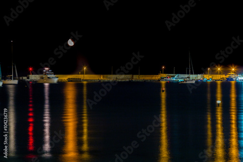 Night view of harbor on the Adriatic sea