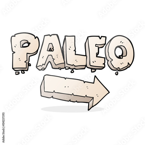 cartoon paleo diet pointing arrow