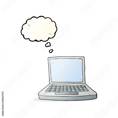 thought bubble cartoon laptop computer