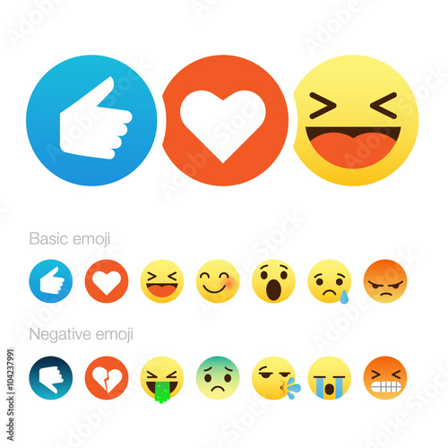 Set of cute smiley emoticons, flat design