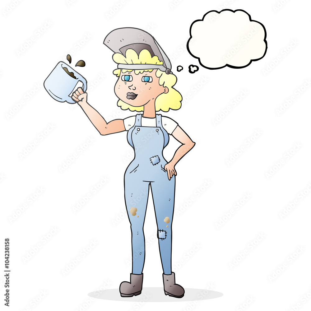 thought bubble cartoon woman in dungarees thought bubble cartoon woman in dungarees
