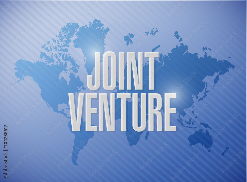 Joint Venture world map sign concept illustration