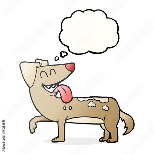 thought bubble cartoon panting dog