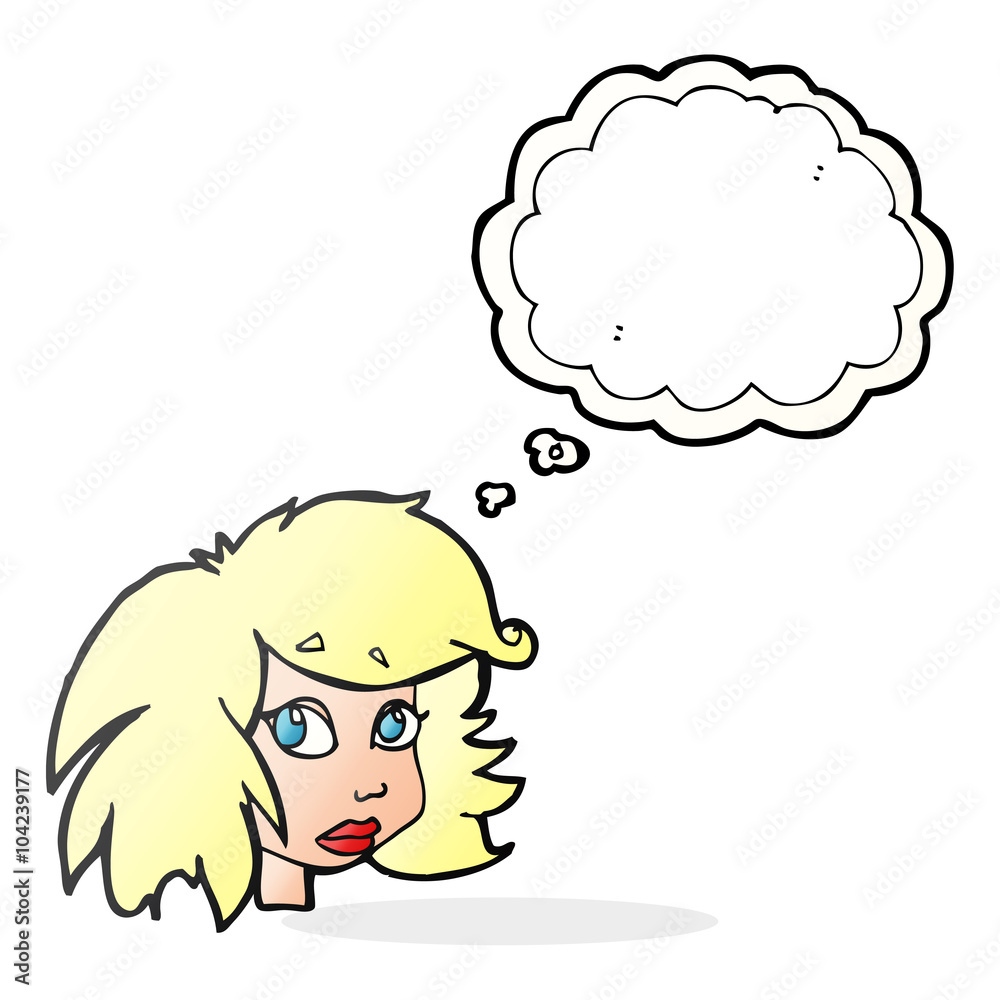 thought bubble cartoon female face thought bubble cartoon female face