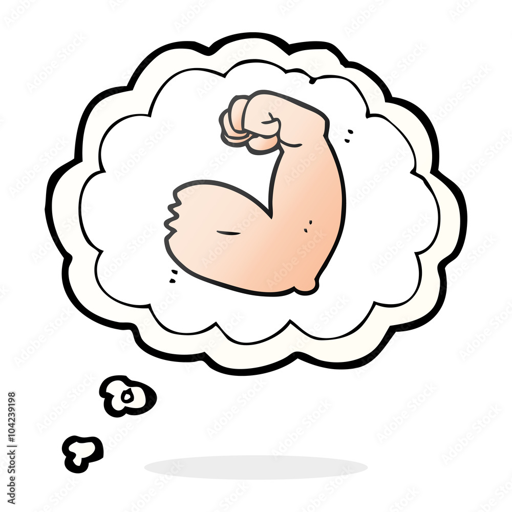 thought bubble cartoon strong arm flexing bicep thought bubble cartoon strong arm flexing bicep