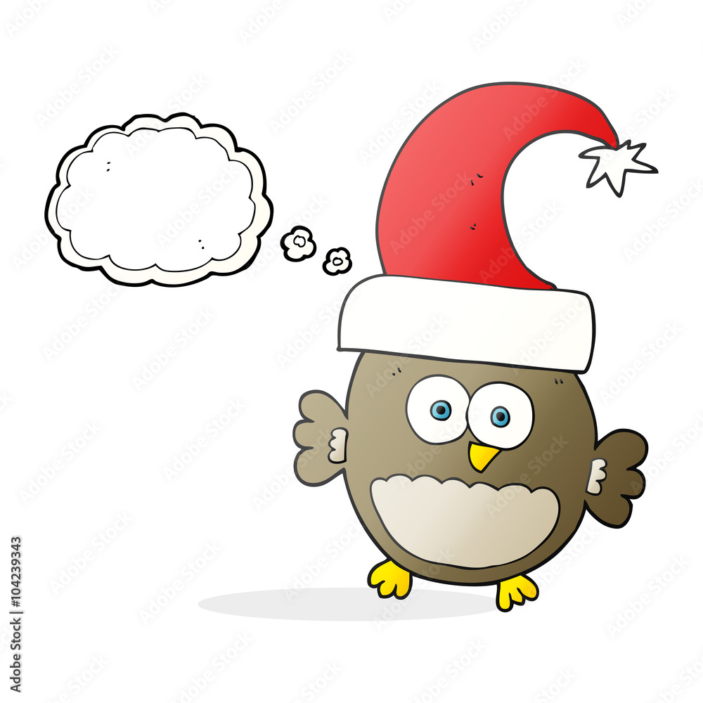 thought bubble cartoon little christmas owl