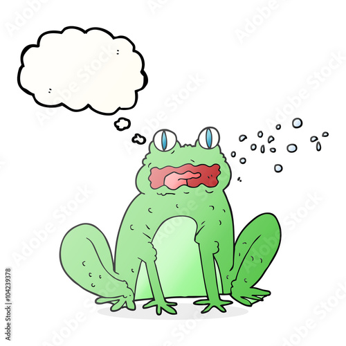 thought bubble cartoon burping frog