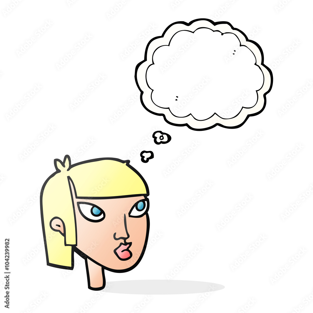 thought bubble cartoon female face thought bubble cartoon female face