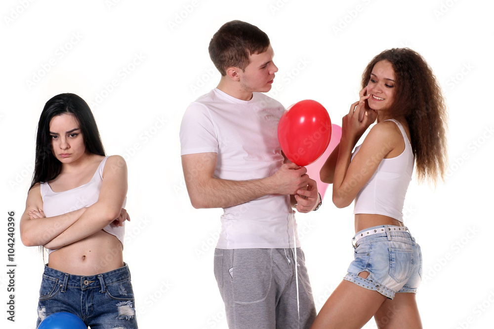 The modern concept of love story for three people. The modern concept of love story for three people.