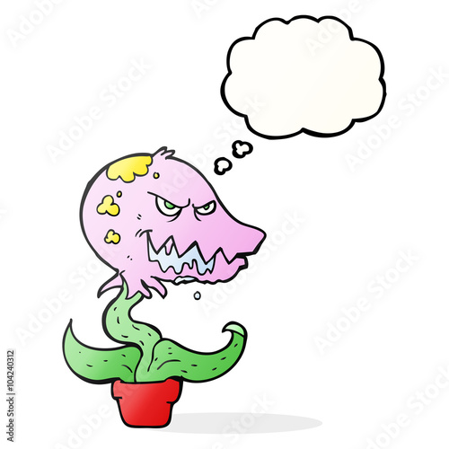 thought bubble cartoon monster plant