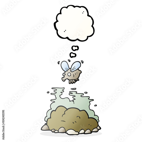 thought bubble cartoon fly and manure