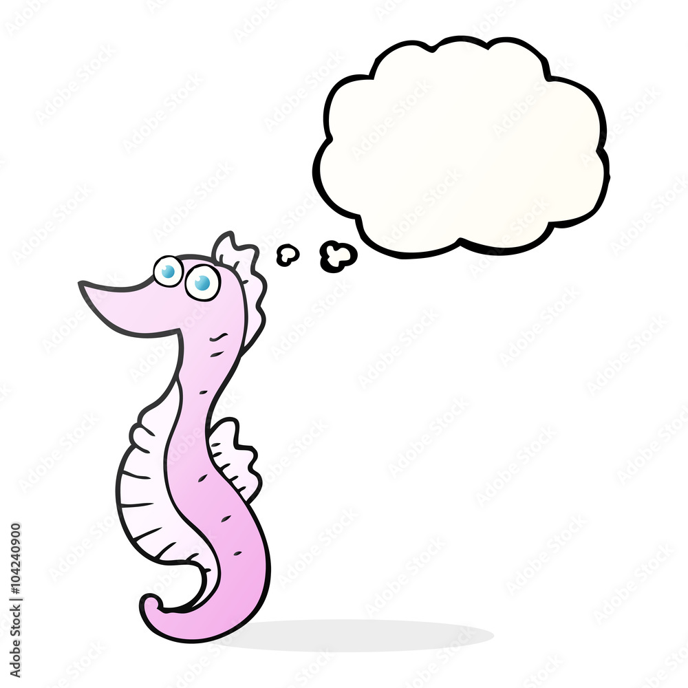 Fototapeta premium thought bubble cartoon seahorse
