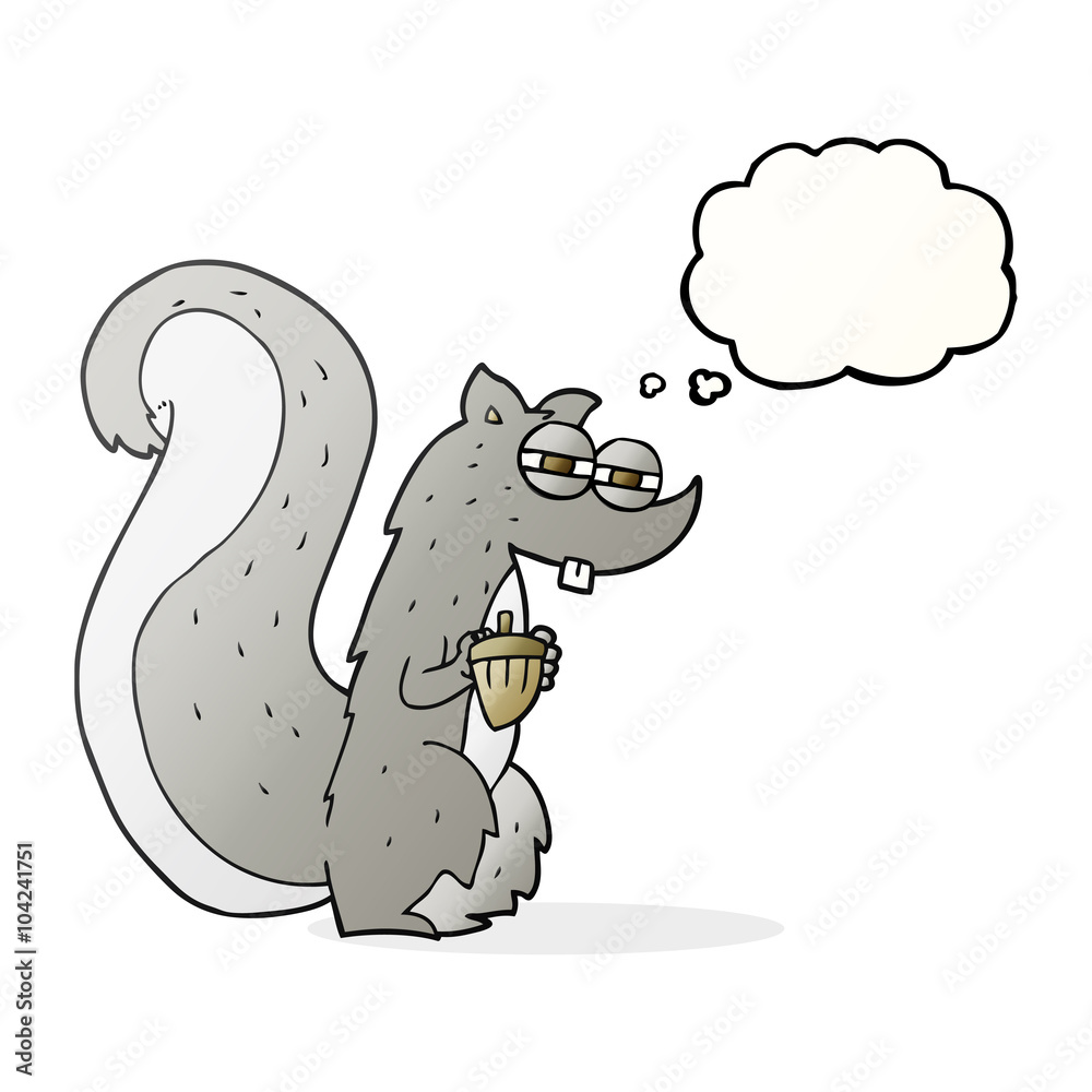 Fototapeta premium thought bubble cartoon squirrel with nut