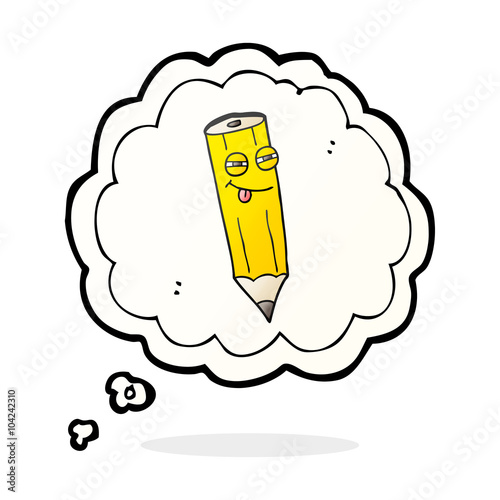 sly thought bubble cartoon pencil