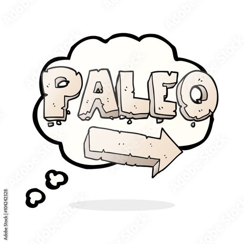 thought bubble cartoon paleo diet pointing arrow