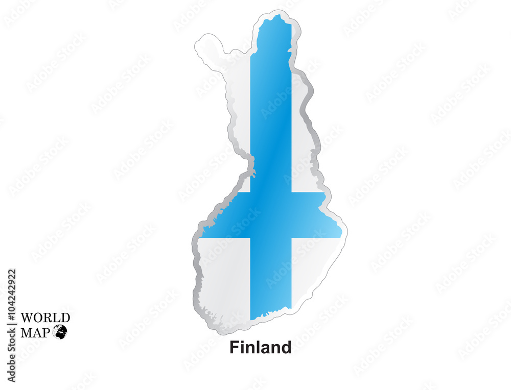 Map Finland .Map with flag.