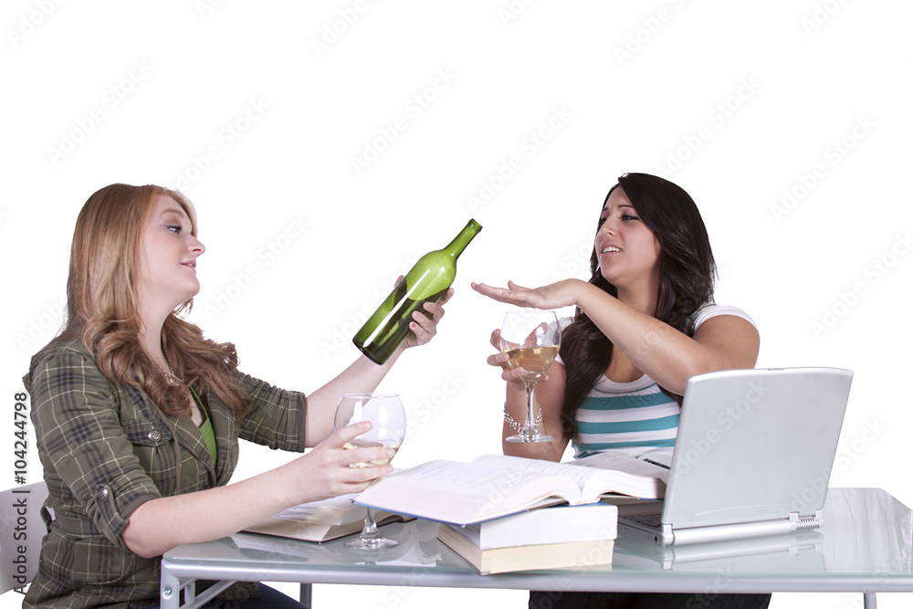 Two cute girls studying at thier desks Two cute girls studying at thier desks