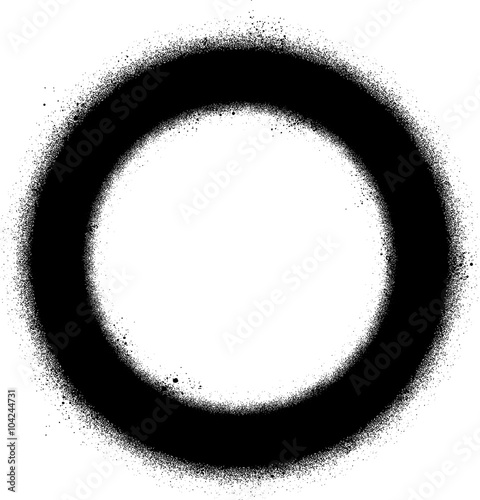 graffiti sprayed circle design element in black on white
