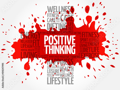 Positive thinking word cloud  health cross concept