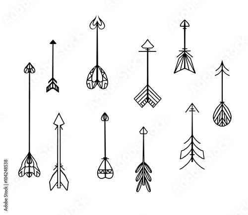 Set of black and white boho arrows