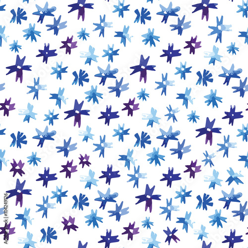 Watercolor Blue Cornflowers flowers seamless pattern.