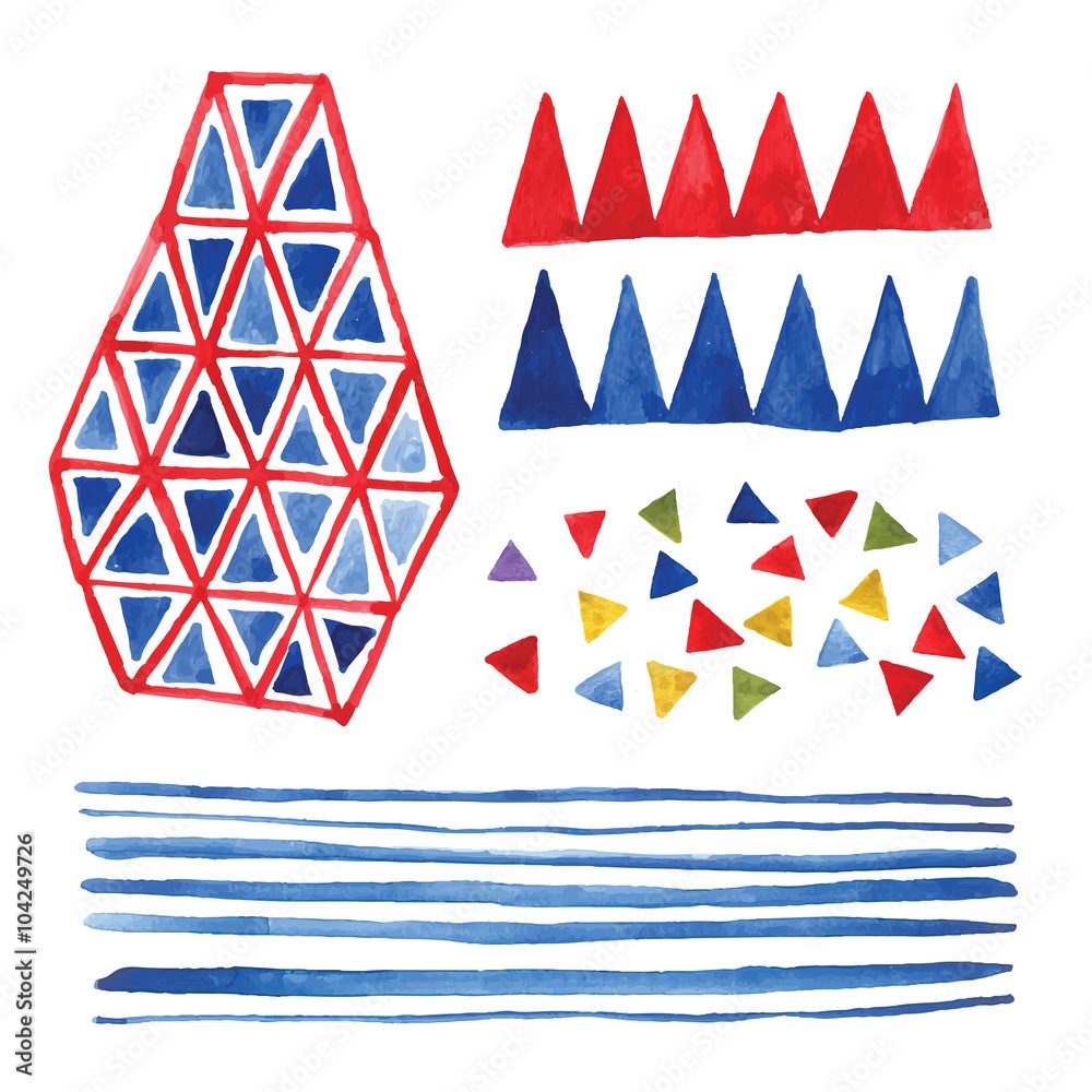 Obraz premium Watercolor hand drawn geometrical elements for your design.