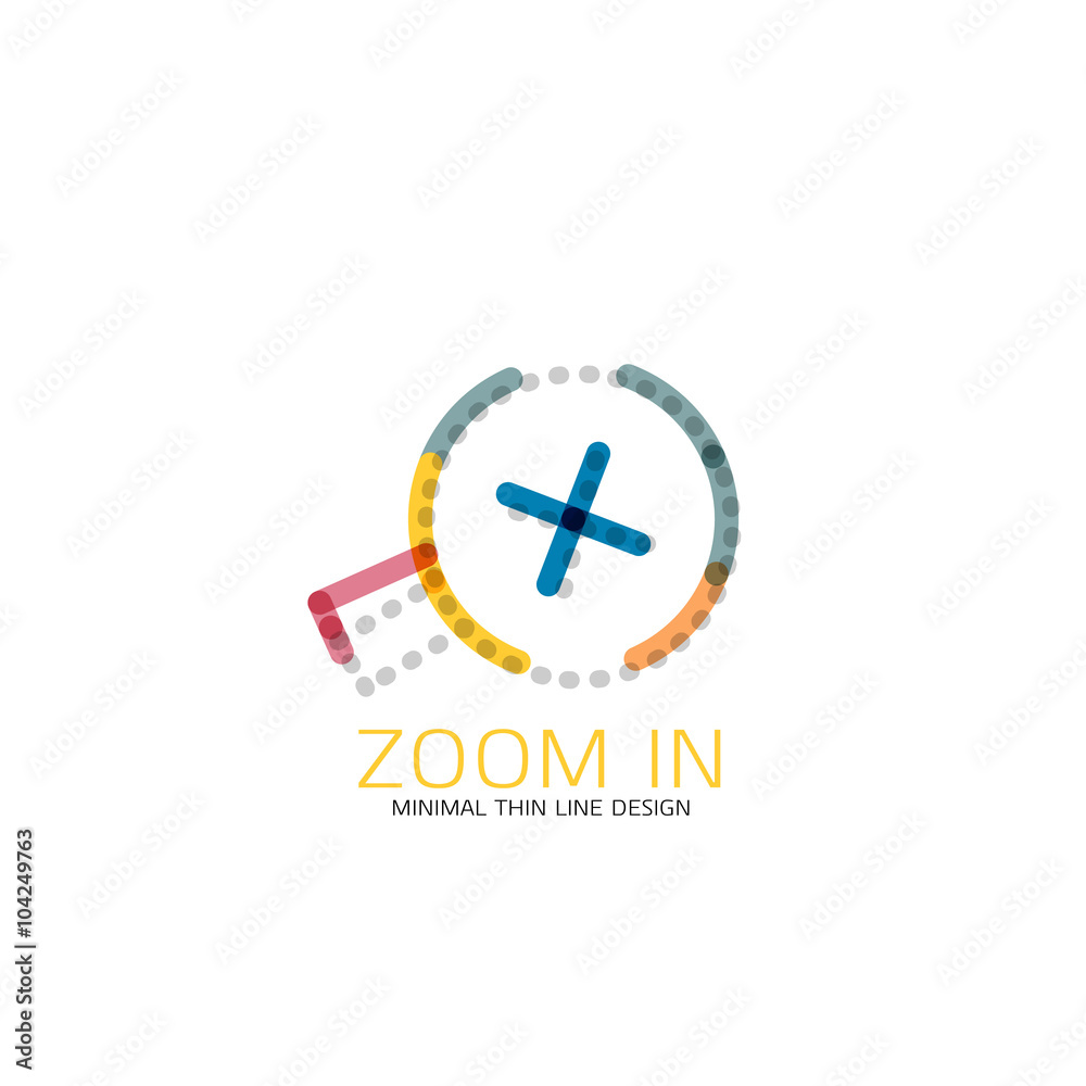 Vector thin line design logo magnifying glass, search and find or zoom logotype concept. Linear minimalistic business icon Vector thin line design logo magnifying glass, search and find or zoom logotype concept. Linear minimalistic business icon