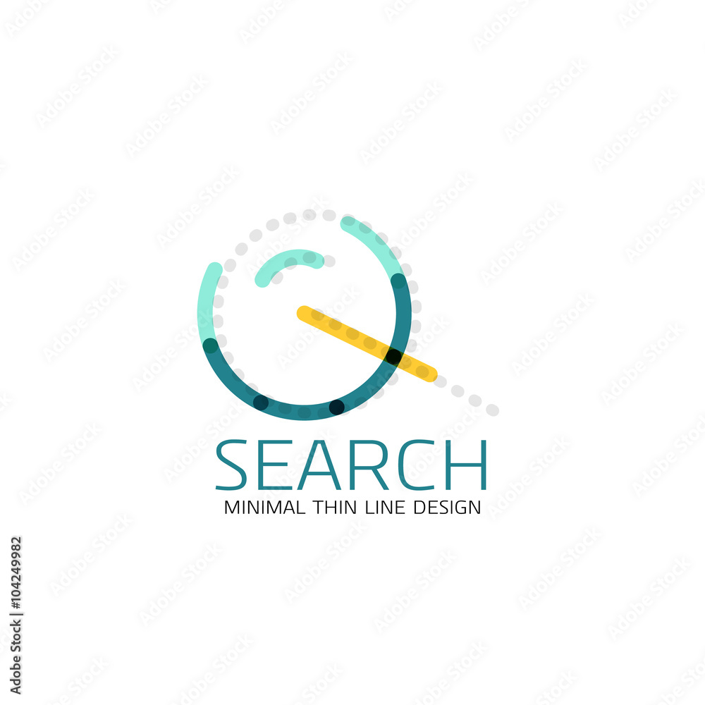 Vector thin line design logo magnifying glass, search and find or zoom logotype concept. Linear minimalistic business icon Vector thin line design logo magnifying glass, search and find or zoom logotype concept. Linear minimalistic business icon